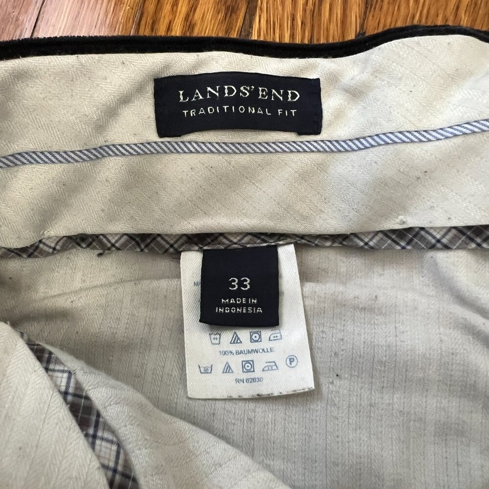 Land's End Heavyweight Black Corduroy Traditional Fit Pants - Men's 33x34 - Picture 6 of 6